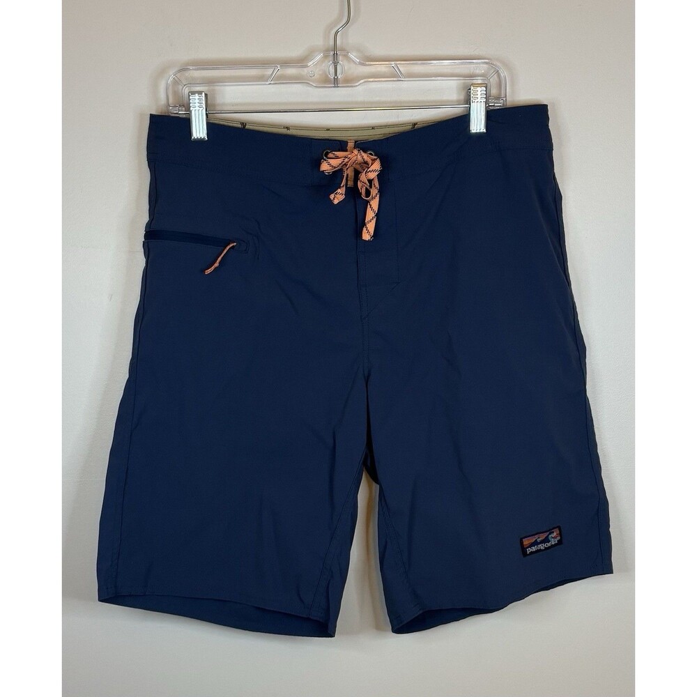 PATAGONIA Wayfarer Board Shorts Swim Trunks Men’s 34 Navy Blue 10” Inseam Beach
